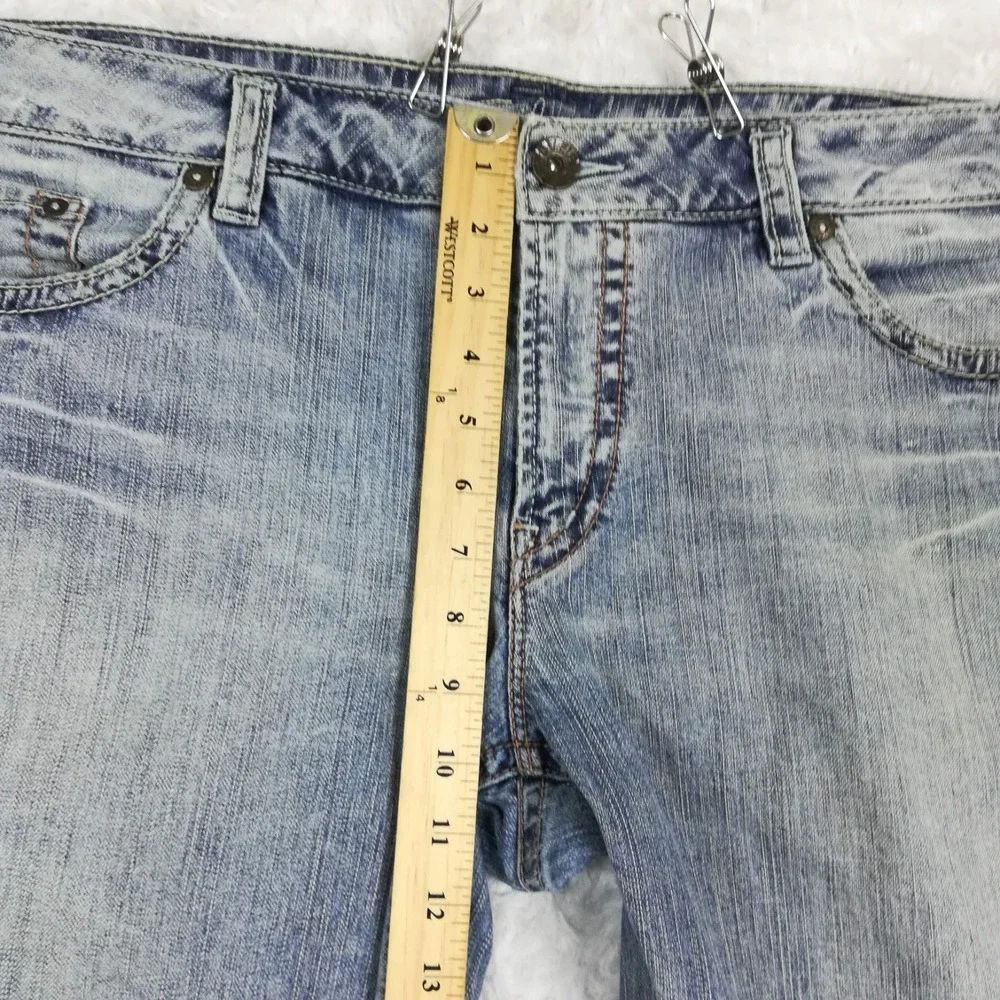 Silver Jeans Womens Aiko Boot Cut Blue Denim Light Wash Mid Rise Plus Short 22 - Picture 4 of 10